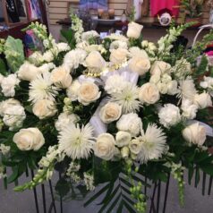 White casketpiece flowers