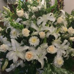 Lage all white white lily sympathy flowers