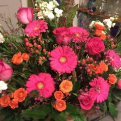 Celebration of life basket flowers