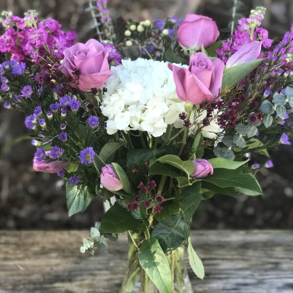 Valentines Vase Arrangement Lavender