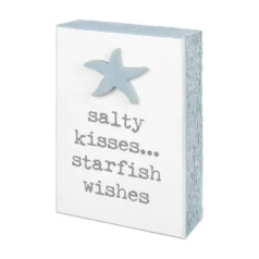 Salty kisses and starfish wishes wooden sign