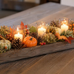 Fall Themed Tray with Votives and Accents at Gulbankian Florist, Thursday, 11/12 at 6:30 pm